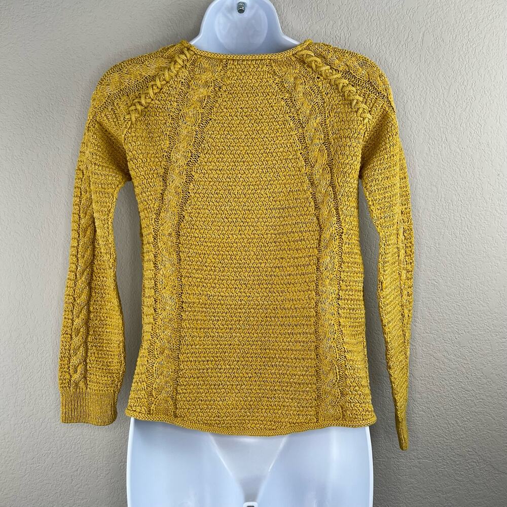Comptoir Des Cotonniers Mustard Yellow Metallic Silver Cable Knit Sweater Small - Picture 12 of 12